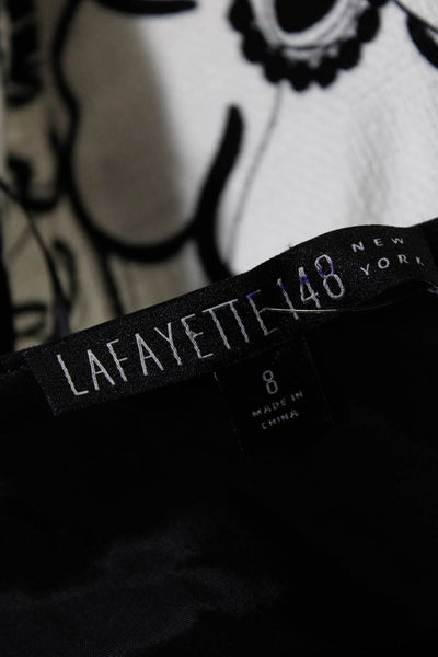 Lafayette 148 Womens Floral Canvas Pleated Sheath Dress Black White Size 8