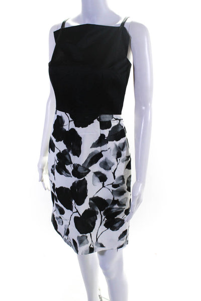 Milly Of New York Womens Floral Print Dress Black White Cotton Size 6