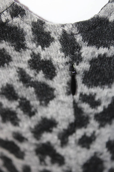 Javier Simorra Womens Animal Print Sheath Dress Gray Black Wool Size 2