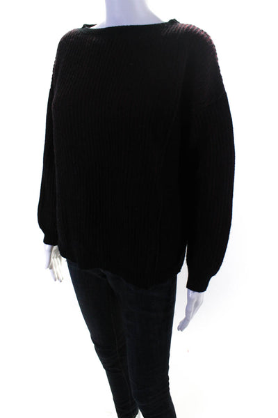 Firth Womens Striped Crew Neck Sweater Black Red Wool Size Medium