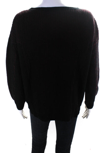 Firth Womens Striped Crew Neck Sweater Black Red Wool Size Medium