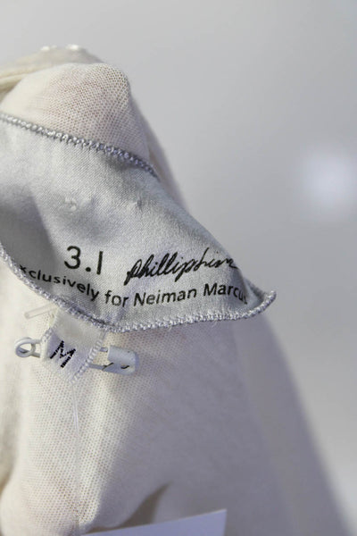 3.1 Phillip Lim Women's Scoop Neck Short Sleeve Fringe Tee White Size M