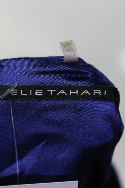 Elie Tahari Womens Back Zip Sleeveless Scoop Neck Sheath Dress Blue Size 4