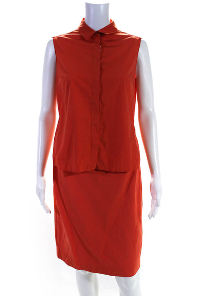 Akris Womens Side Zip Cut Out Layered Shift Dress Orange Cotton Size 6