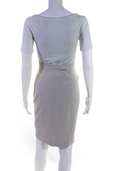 D Exterior Womens Elastic Waistband Knit Pencil Skirt Beige Size Medium