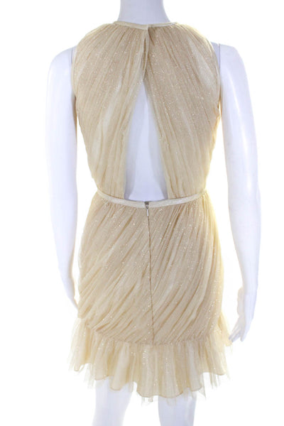 Jill Stuart Women's Sleeveless Lined Tulle Sparkle Sheath Dress Gold Size 2