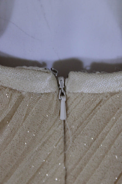 Jill Stuart Women's Sleeveless Lined Tulle Sparkle Sheath Dress Gold Size 2