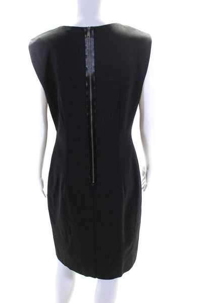 Elie Tahari Womens Back Zip Sleeveless V Neck Sequin Trim Sheath Dress Black 10