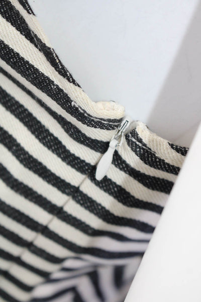 Charlotte Ronson Womens Striped Lace Up Back Pencil Dress White Black Size 6