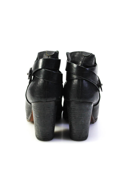 Rag & Bone Womens Leather Slip On Strap Bootie Block High Heels Black Size 39 9