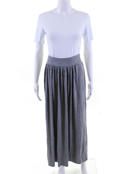 Rebecca Taylor Womens Elastic Waist Pleated Casual Midi Skirt Gray Size XS
