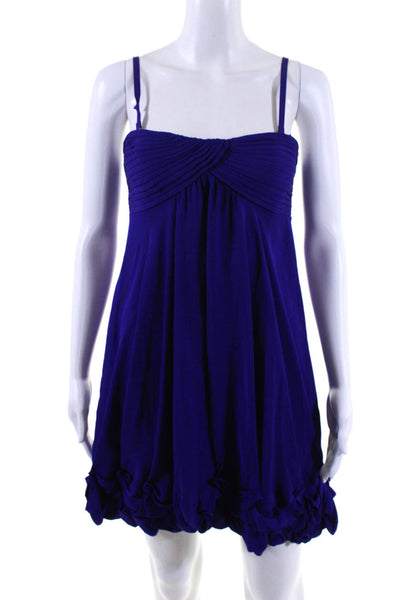 BCBG Max Azria Womens Empire Waist Pleat Spaghetti Strap Mini Dress Blue Size 2