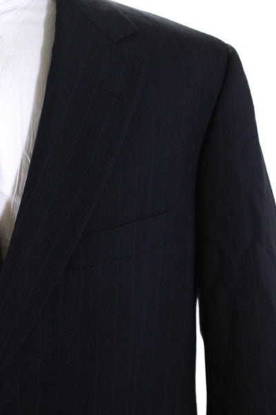 Brooks Brothers Mens Pinstripe Two Button Suit Jacket Blazer Dark Gray Size XL