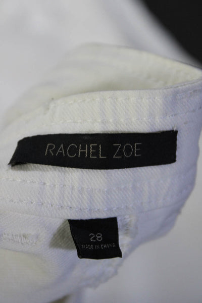 Rachel Zoe Womens Zipper Fly High Rise Flare Leg Jeans White Denim Size 28