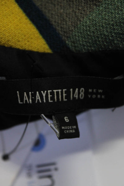 Lafayette 148 New York Women's Abstract Cowl Neck Wool Sheath Dress Green Size 6