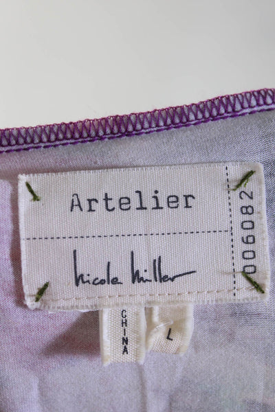 Artelier Nicole Miller Women's Scoop Neck Printed Mini Dress Multicolor Size L