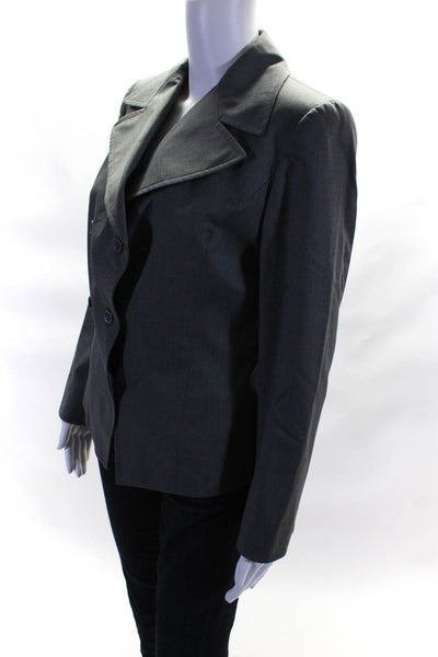 Carolina Herrera Womens Double Breasted Blazer Jacket Gray Wool Size 8
