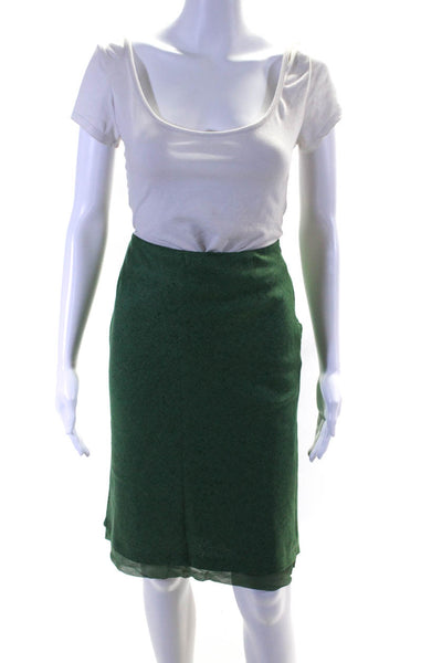 Akris Womens Woven Canvas Knee Length Lined Pencil Skirt Green Size 4