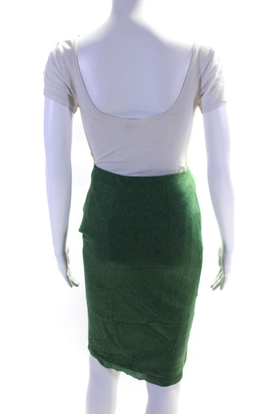 Akris Womens Woven Canvas Knee Length Lined Pencil Skirt Green Size 4