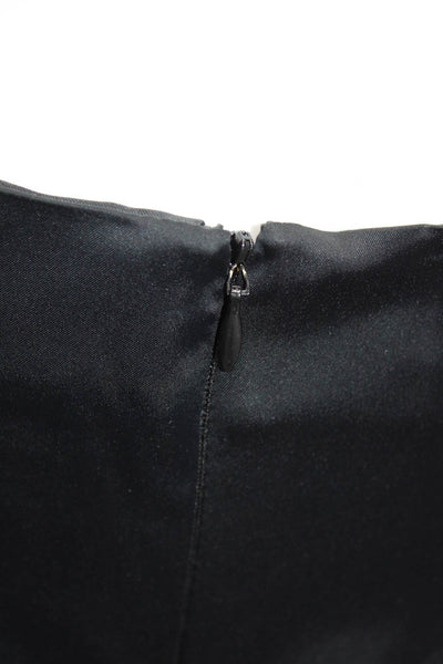 Fabrizio Gianni Womens Pleated Flare Satin Mid Rise Pants Black Size 4
