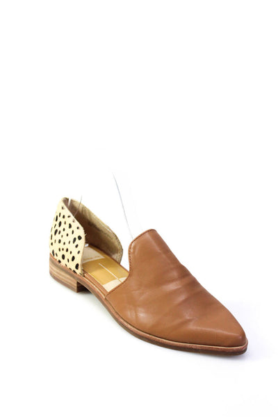 Dolce Vita Womens Spotted Pony Hair Kelsa Dorsay Flats Brown Leather Size 6.5