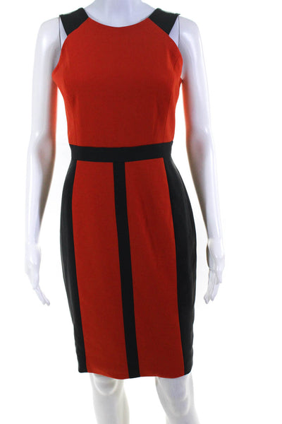 Jay Godfrey Womens Sleeveless Color Block Zip Up Bodycon Dress Orange Size 6