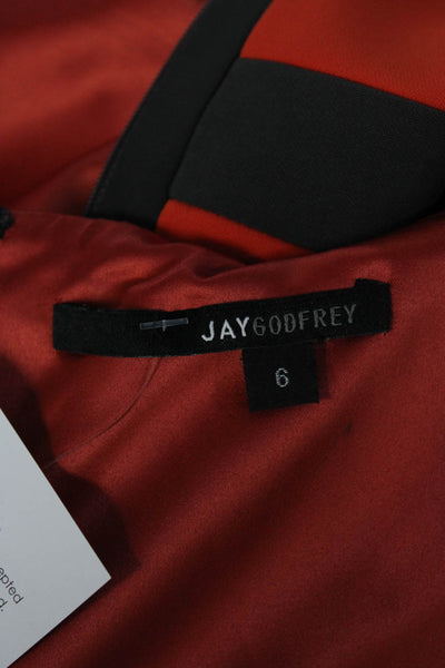 Jay Godfrey Womens Sleeveless Color Block Zip Up Bodycon Dress Orange Size 6