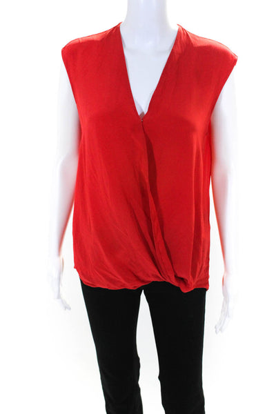 3.1 Phillip Lim Women's Silk V-Neck Sleeveless Blouse Red Size 2