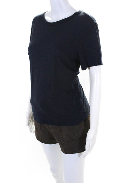 Theory Zara Womens Short Sleeve Shirt Houndstooth Shorts Blue Brown S L Lot 2