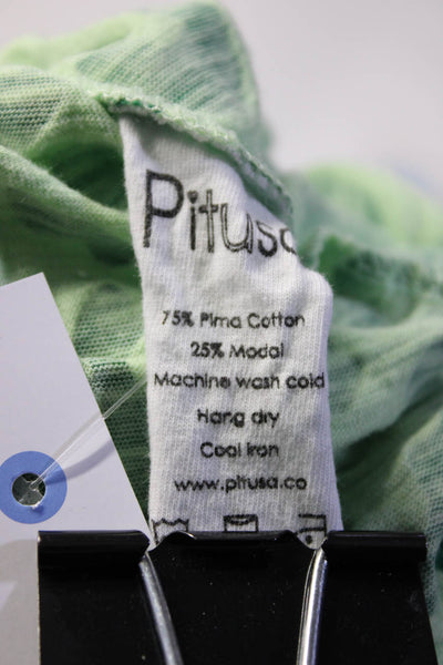 Pitusa Women's Animal Print Long Sleeve Button Up Shirt Green One Size
