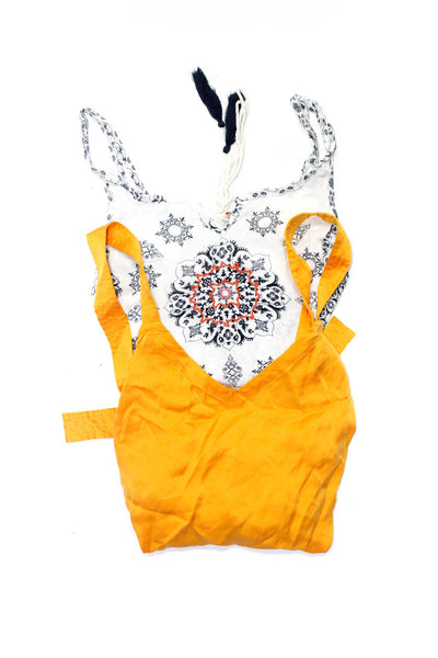 Floreat Raga Women's Sleeveless V Neck Tops Orange Blue Size S Lot 2