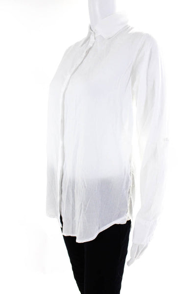 Sundry Womens Long Sleeve Button Up Woven Shirt Blouse White Size 1