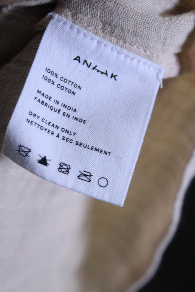 Anaak Womens V Neck Gauze Short Sleeve Wrap Top Blouse Beige Cotton Size 2