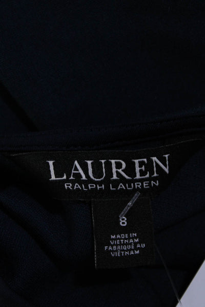 Lauren Ralph Lauren Womens Chain Detail Round Neck Zip Up Dress Navy Size 8