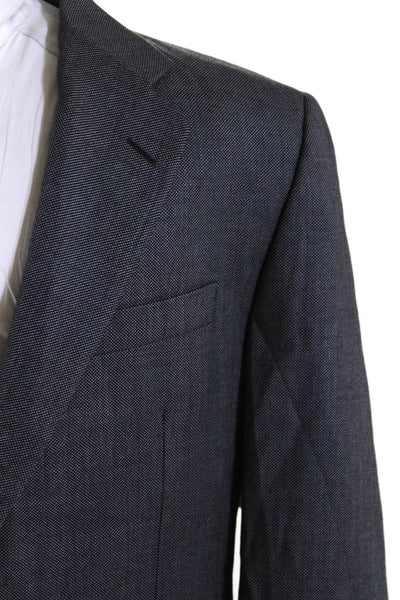 Hickey Freeman Mens 100% Wool Spotted Two Button Blazer Suit Jacket Gray Size 44
