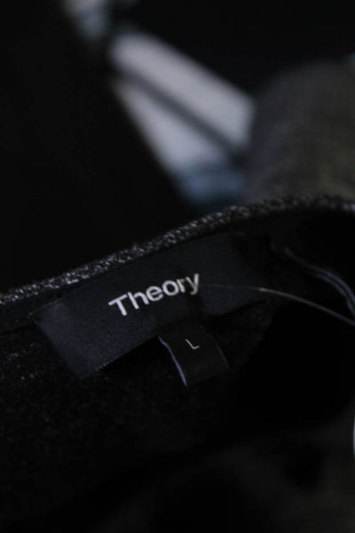 Theory Womens Long Sleeve Knit Crew Neck Shift Dress Heather Gray Size Large