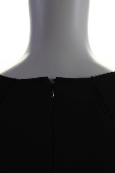 Carolina Herrera Womens V Neck Neoprene Pleated A Line Dress Black Size 8