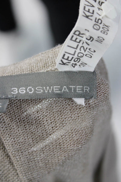 360 Sweater Womens 3/4 Sleeve V Neck Draped Knit Top Gray Size Small