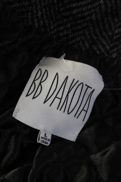BB Dakota Womens Front Zip Long Sleeve Collared Jacket Gray Black Size Large