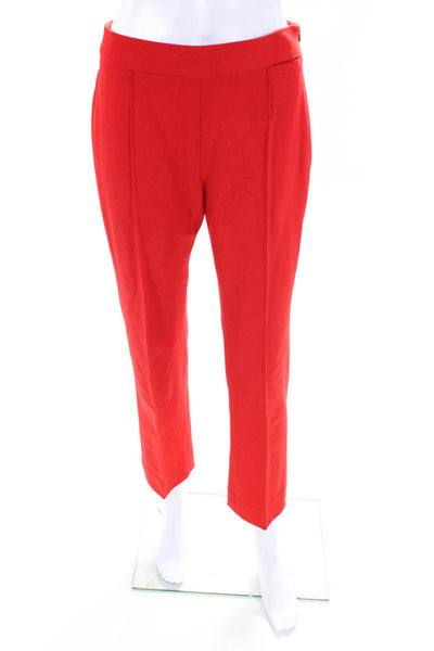 Argent Womens Wool Straight Leg High Rise Side Zip Pants Trousers Red Size 4