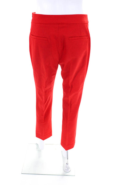 Argent Womens Wool Straight Leg High Rise Side Zip Pants Trousers Red Size 4
