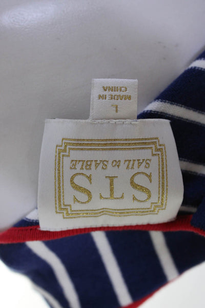 STS Sail To Sable Womens Striped Sweater Dress Navy Blue Cotton Size Large