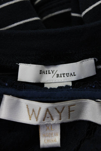 Wayf Daily Ritual Womens Blouses Navy Blue Size Extra Large Large Lot 2