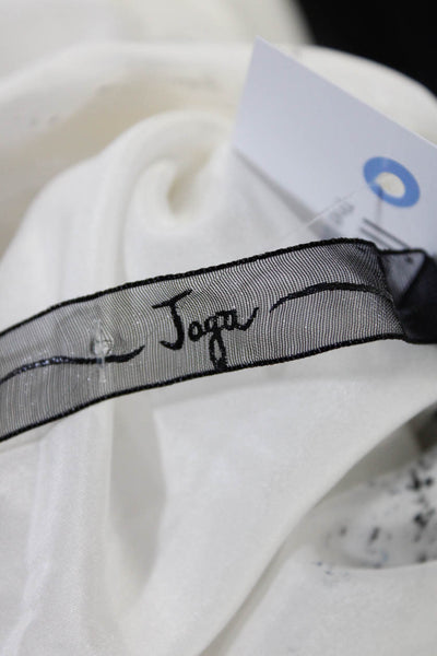 Jaga Womens Long Sleeve Splatter Print Collared Shirt Blouse White Size 2