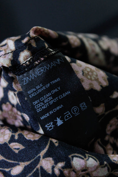 Zimmermann Womens Scoop Neck Floral Tie Strap Jumpsuit Black Pink Ivory Size 0