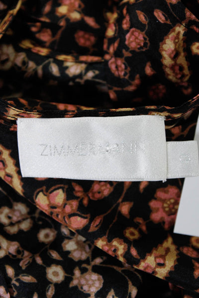 Zimmermann Womens Scoop Neck Floral Tie Strap Jumpsuit Black Pink Ivory Size 0