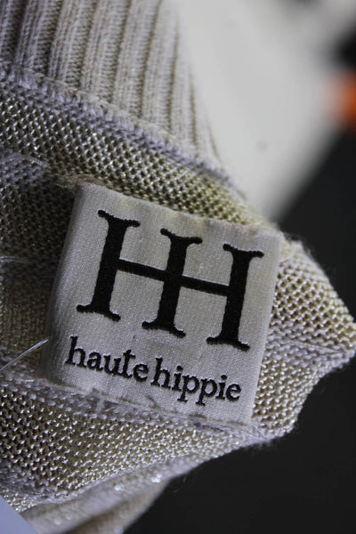 Haute Hippie Women's Sleeveless Striped Sequin Knit Romper Beige Size M
