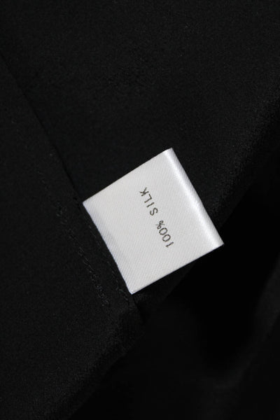 Jonathan Simkhai Womens Short Sleeve Knotted Scoop Neck Silk Shirt Black Size XS