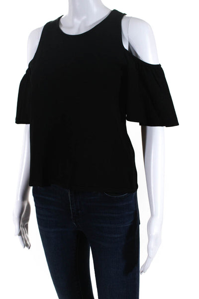 Milly Womens Cold Shoulder Scoop Neck Knit Top Blouse Black Size Petite