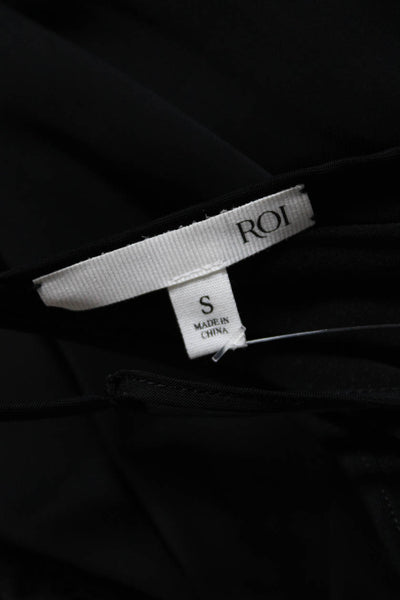 Roi Womens Spaghetti Strap Scoop Neck Embroidered Trim Tank Top Black Size Small